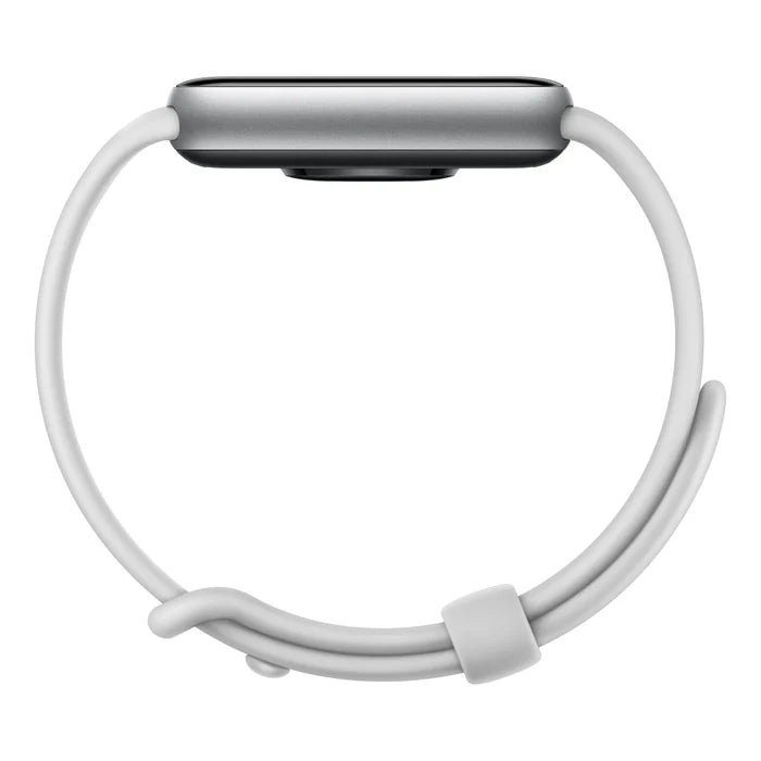 Zijaanzicht van de Xiaomi Smart Band 10 Pro in het zilver